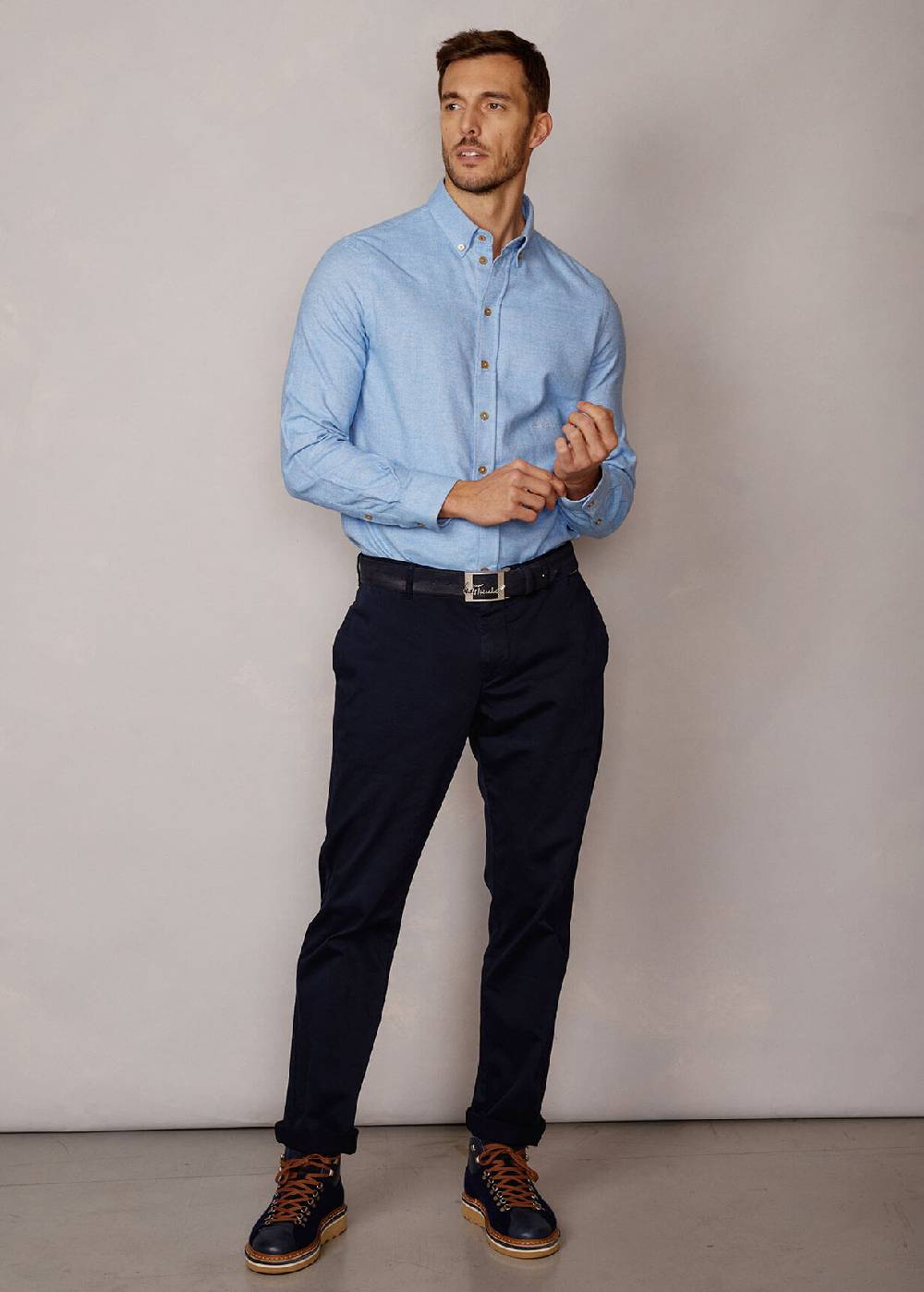 Luis Trenker Camicia in twill con colletto button down Lubenzio