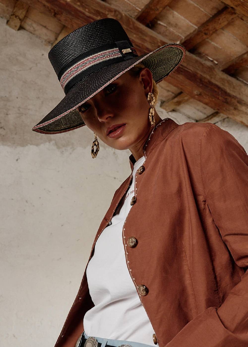 Luis Trenker Cappello a tesa larga in paglia modello Lumea