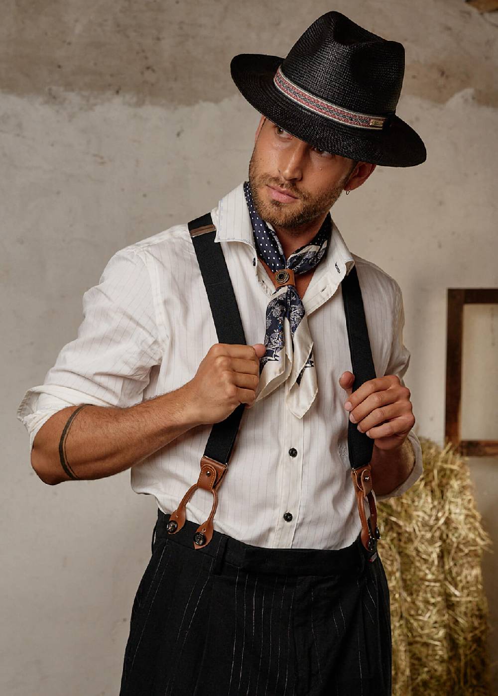 Luis Trenker Cappello in paglia con tesa ricurva modello Lumesa