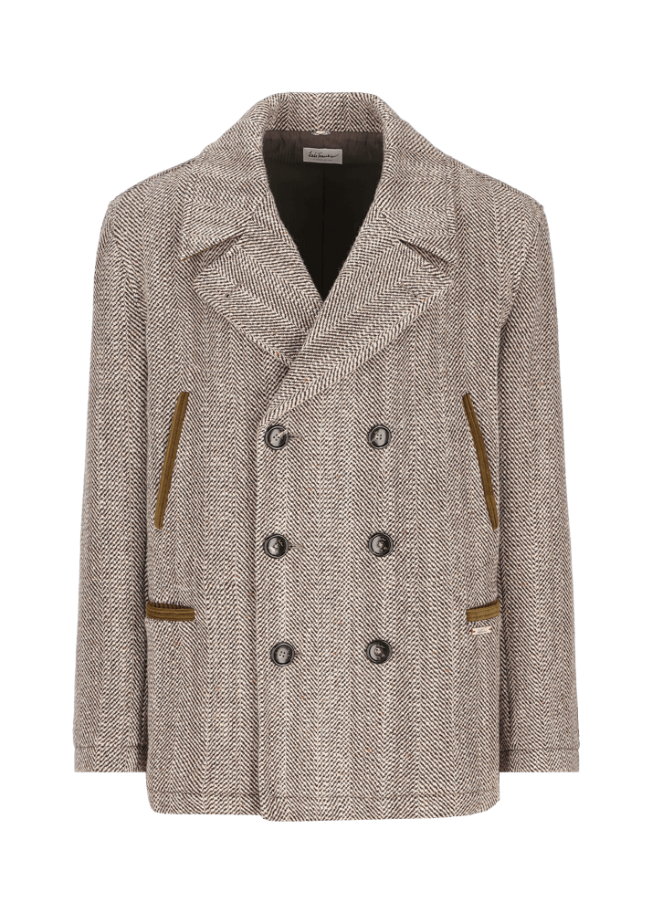 Luis Trenker Cappotto In Bouclé Con Motivo A Spina Di Pesce Lumartin