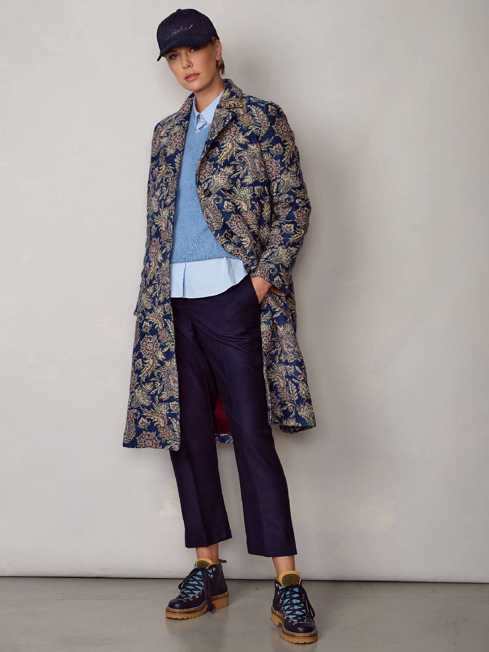Luis Trenker Cappotto in jacquard con motivo Lugreta