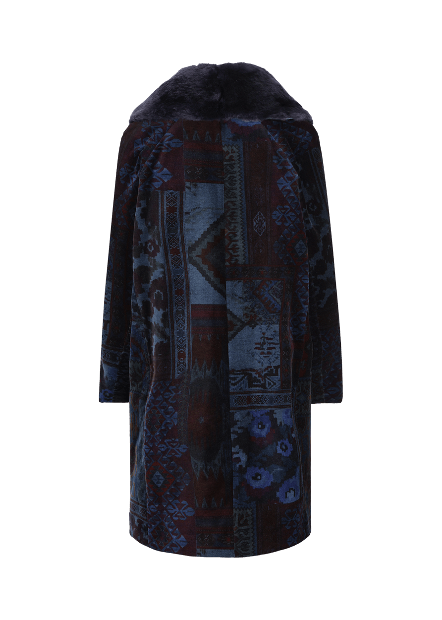 Luis Trenker Cappotto In Velluto Con Collo Di Pelliccia Modello Lufrida