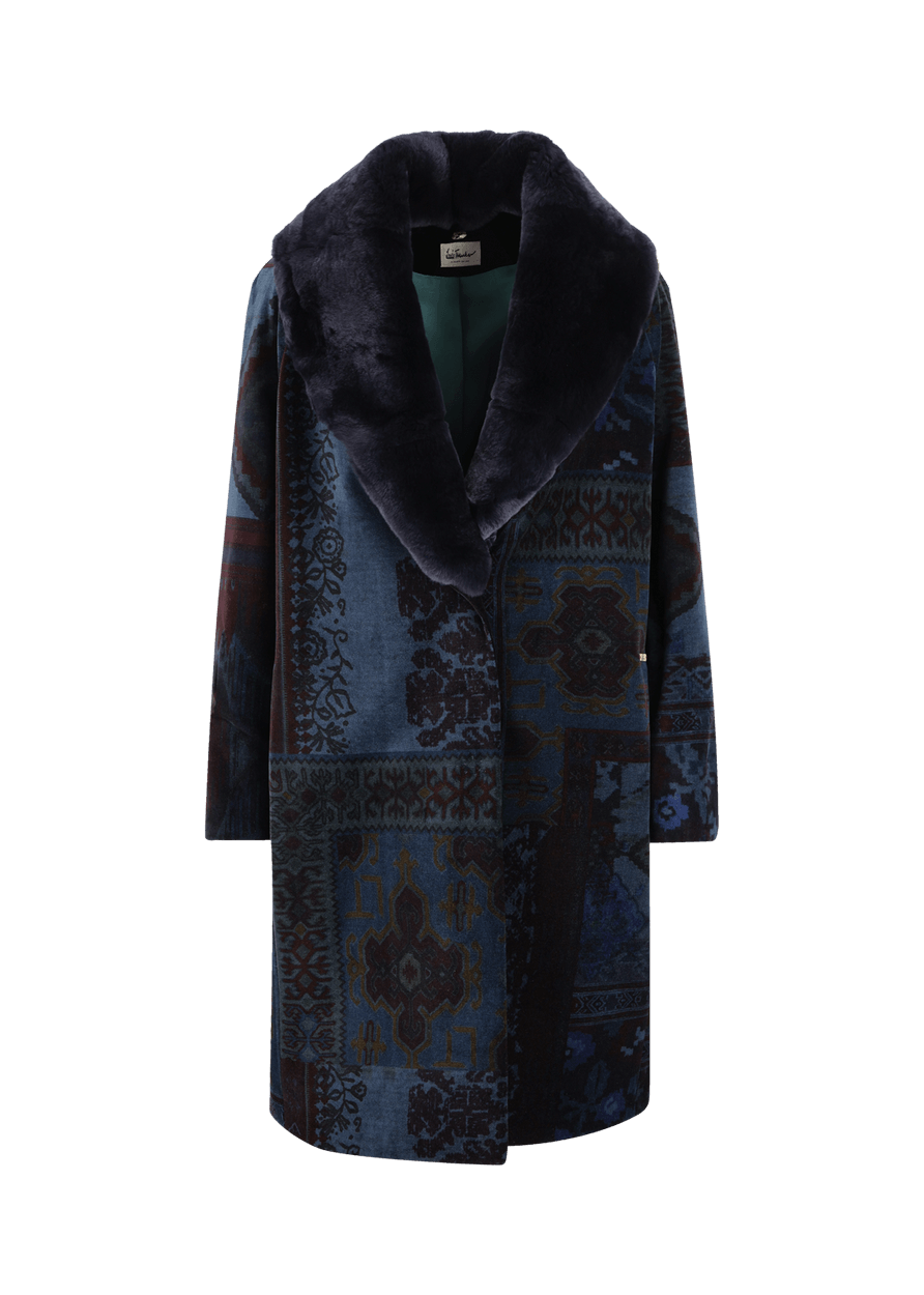 Luis Trenker Cappotto in velluto con collo di pelliccia modello Lufrida