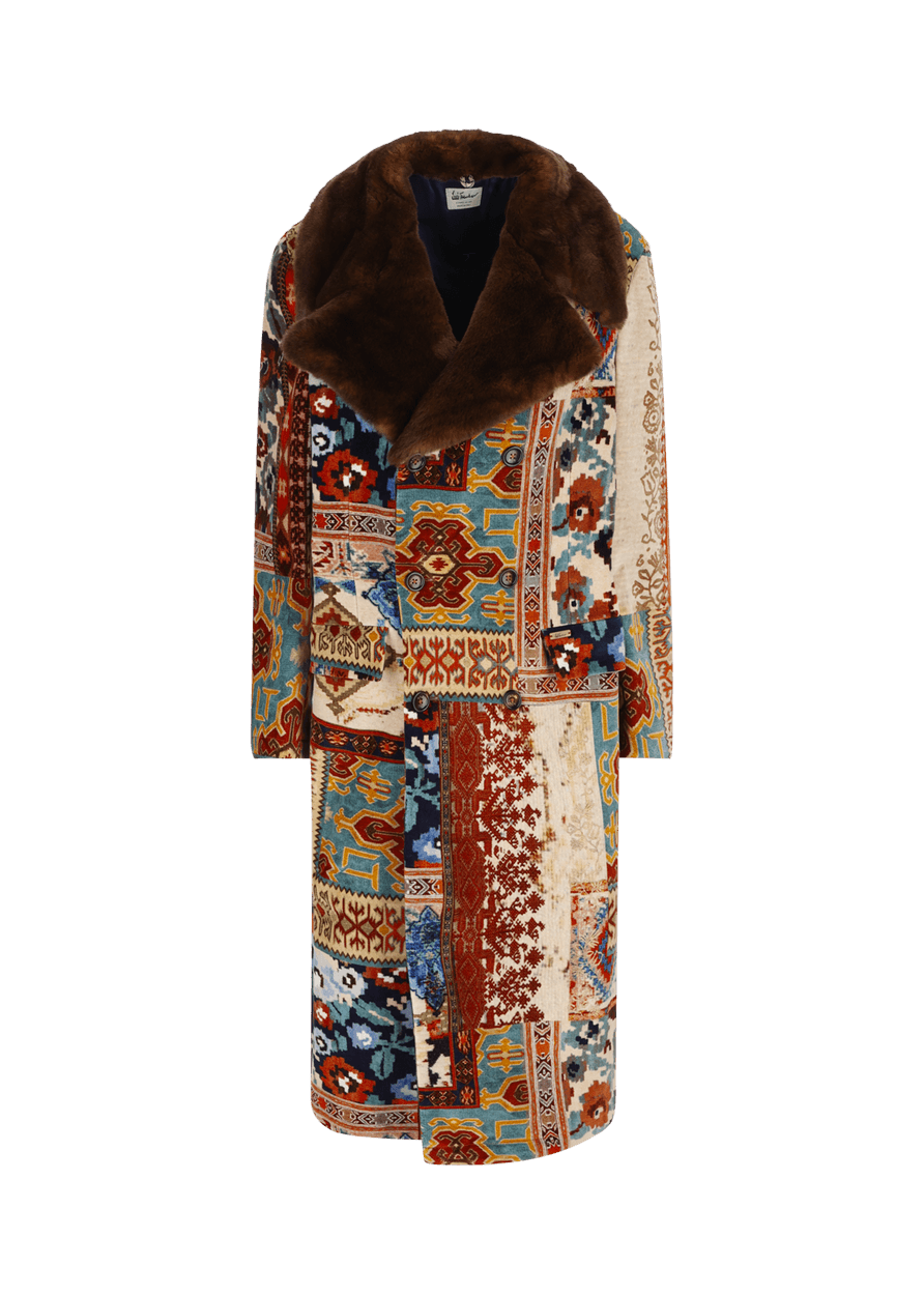 Luis Trenker Cappotto In Velluto Con Collo In Pelliccia Modello Lusamir