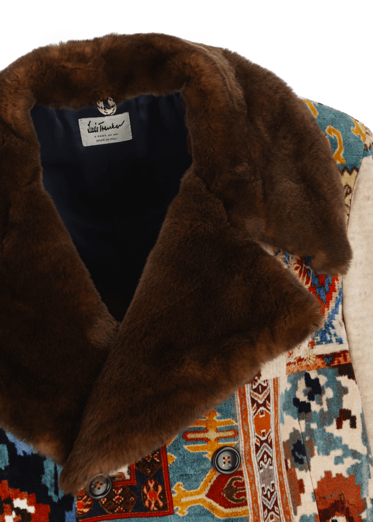 Luis Trenker Cappotto In Velluto Con Collo In Pelliccia Modello Lusamir