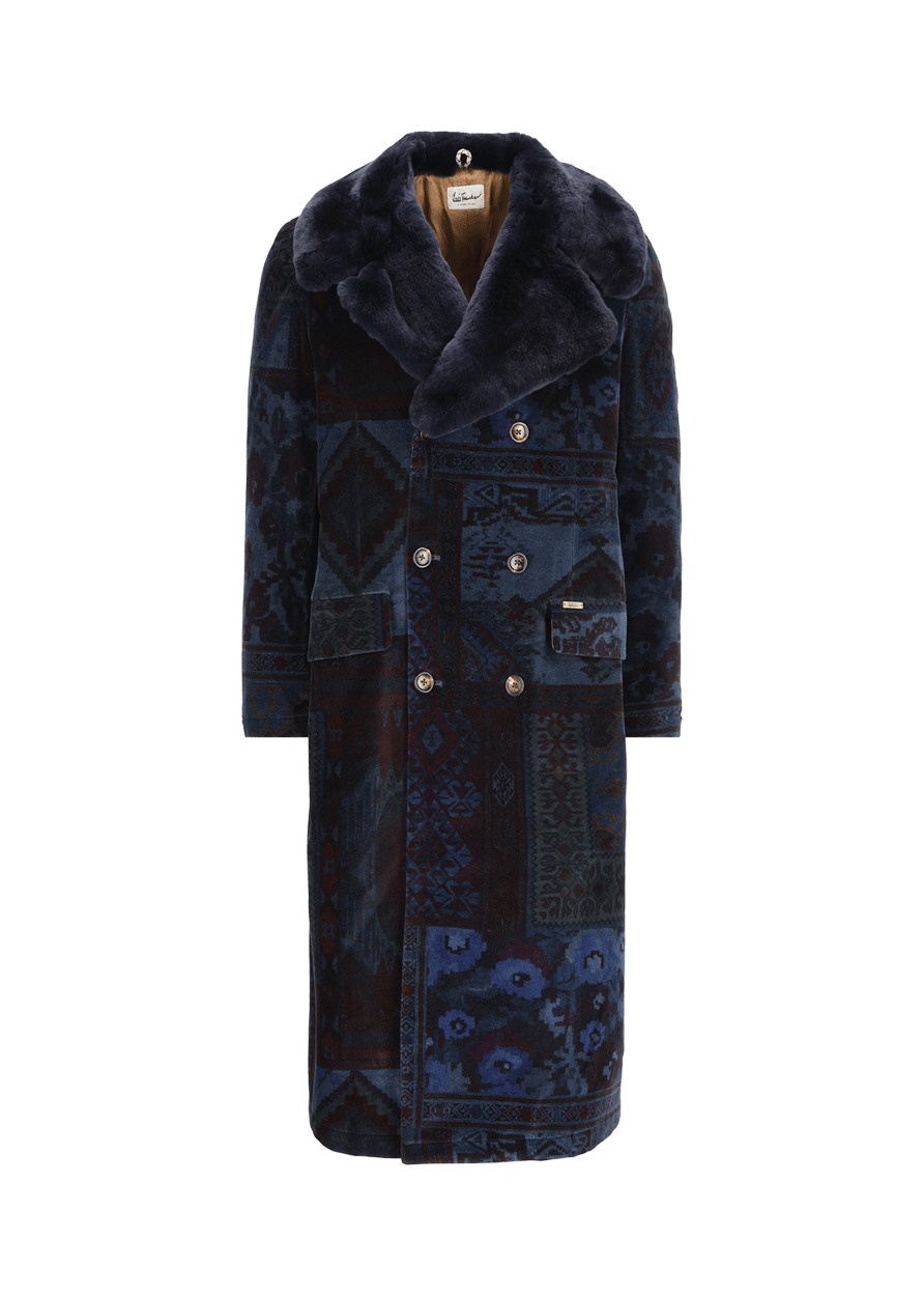 Luis Trenker Cappotto in velluto con collo in pelliccia modello Lusamir
