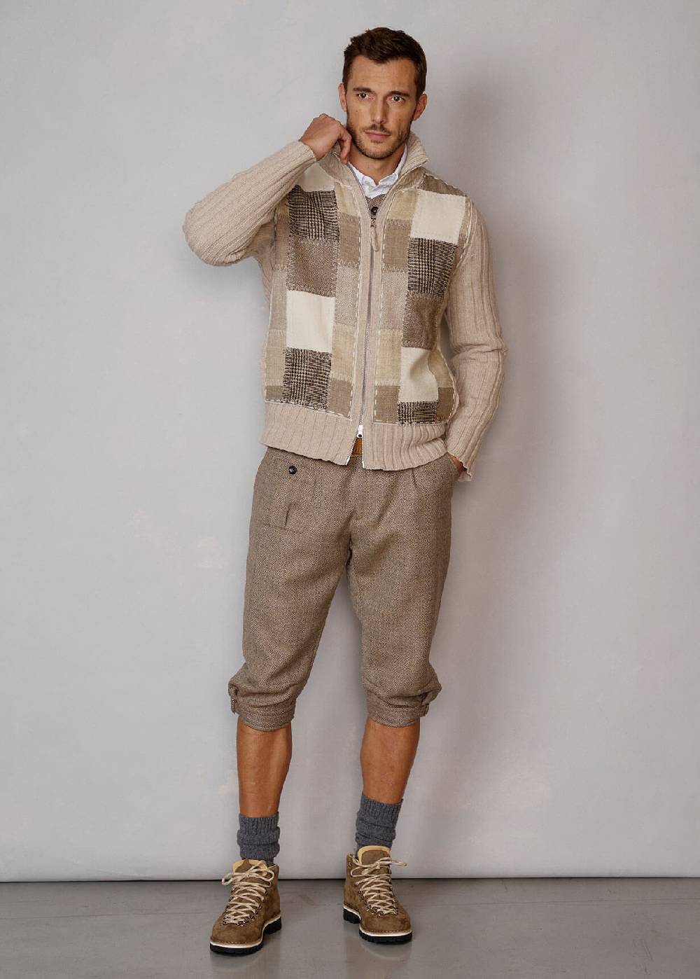 Luis Trenker Cardigan con patchwork sulla parte anteriore Luwilli