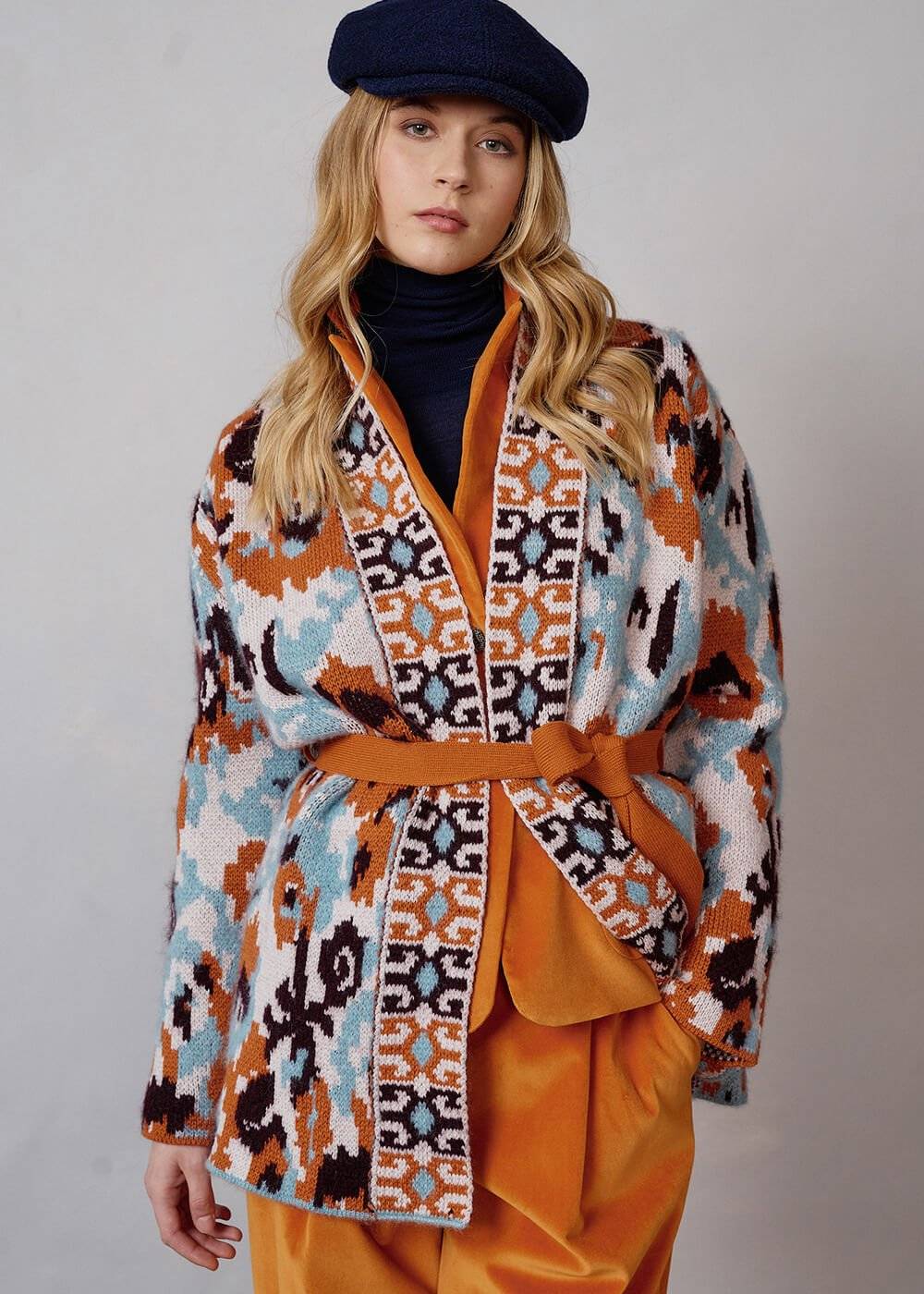 Luis Trenker Cardigan In Maglia Con Cintura Modello Luaisha