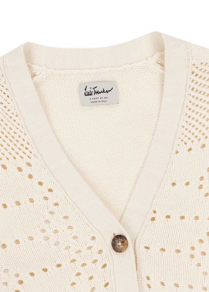 Luis Trenker Cardigan In Maglia Traforata In Misto Cotone Modello Lualma
