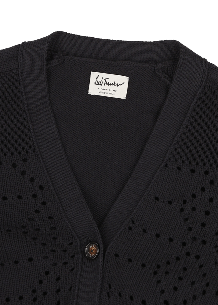 Luis Trenker Cardigan In Maglia Traforata In Misto Cotone Modello Lualma