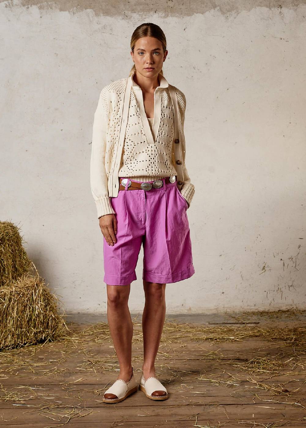 Luis Trenker Cardigan in maglia traforata in misto cotone modello Lualma