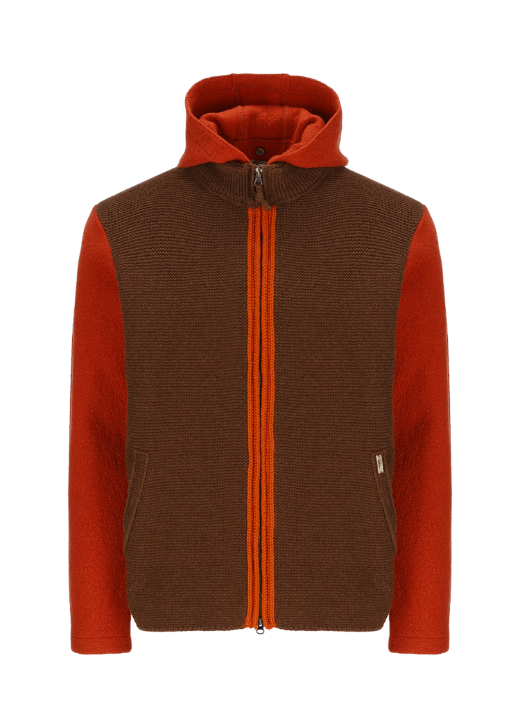 Luis Trenker Cardigan lavorato a maglia con cappuccio modello Luwallace