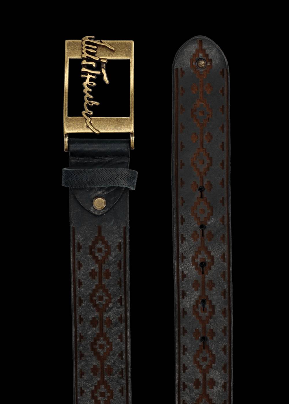 Luis Trenker Cintura In Pelle Con Motivo Etnico Modello Lufranco