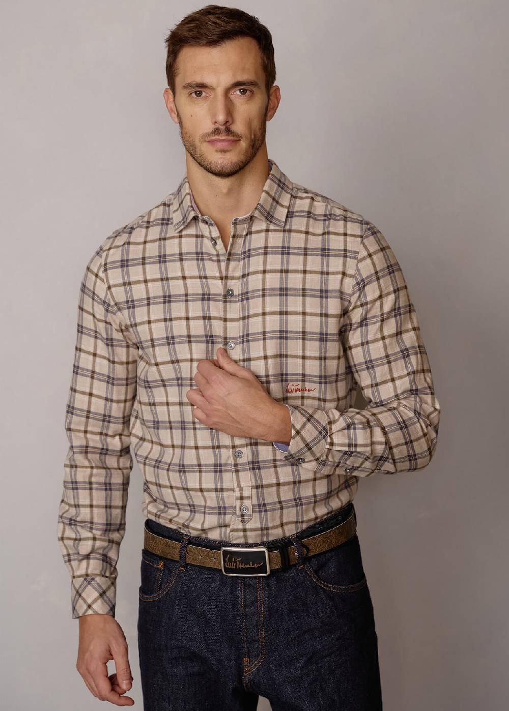 Luis Trenker Cintura in pelle con stampa in rilievo Lufaro