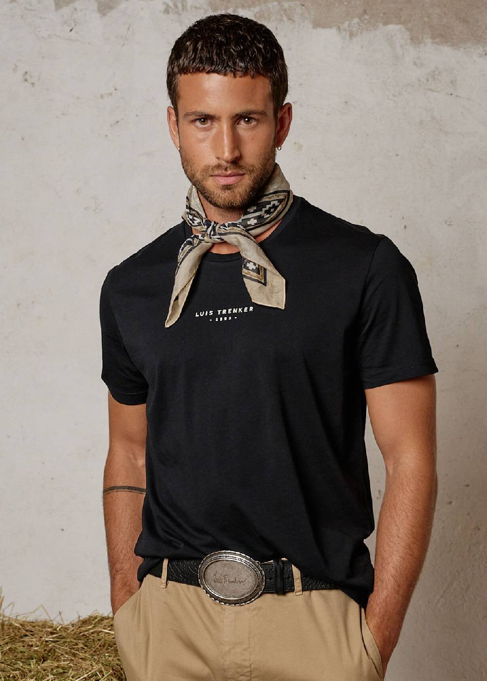 Luis Trenker Cintura in pelle con stampa in rilievo modello Lufan