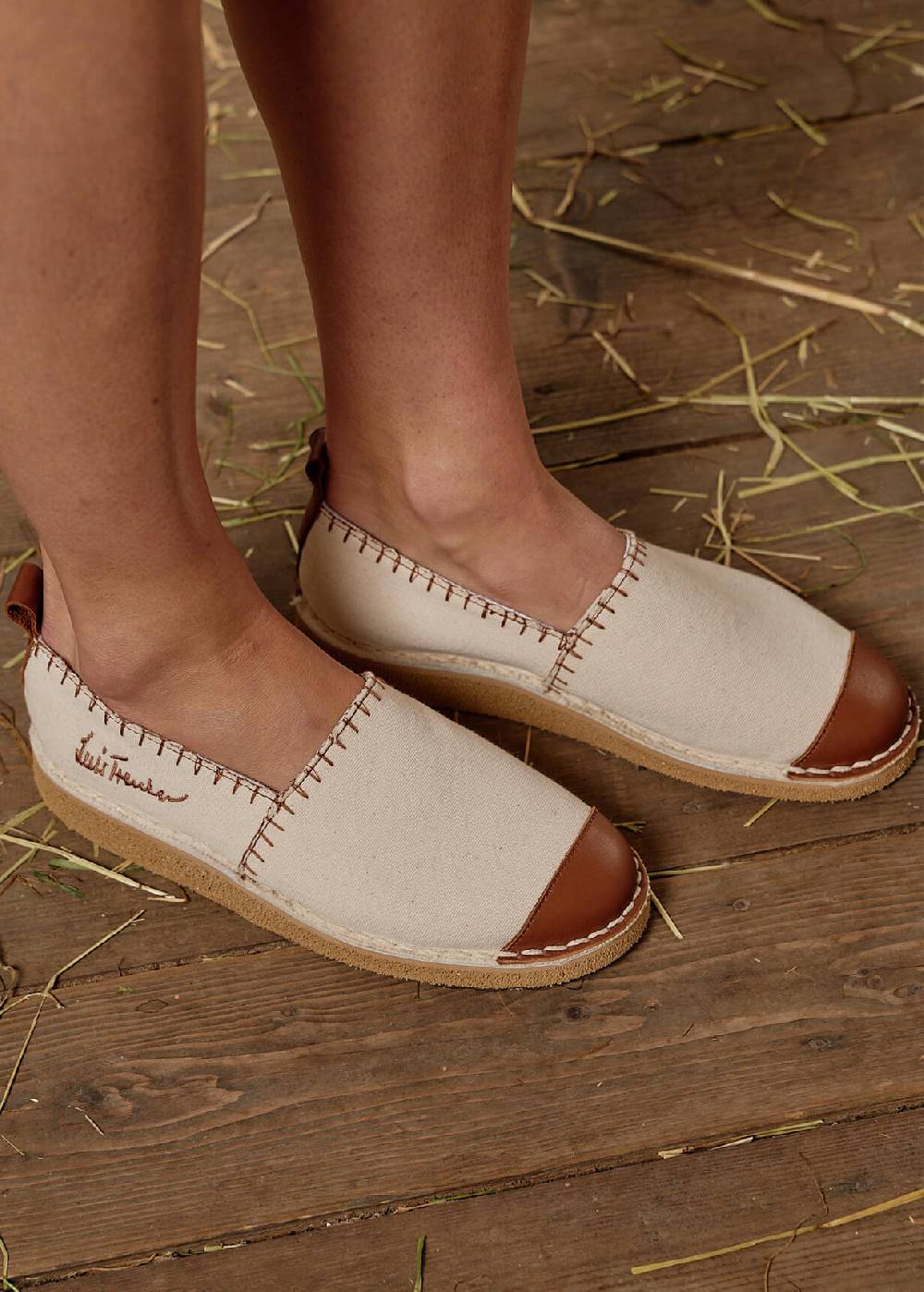 Luis Trenker Espadrillas In Tela E Pelle Modello Ludrespa