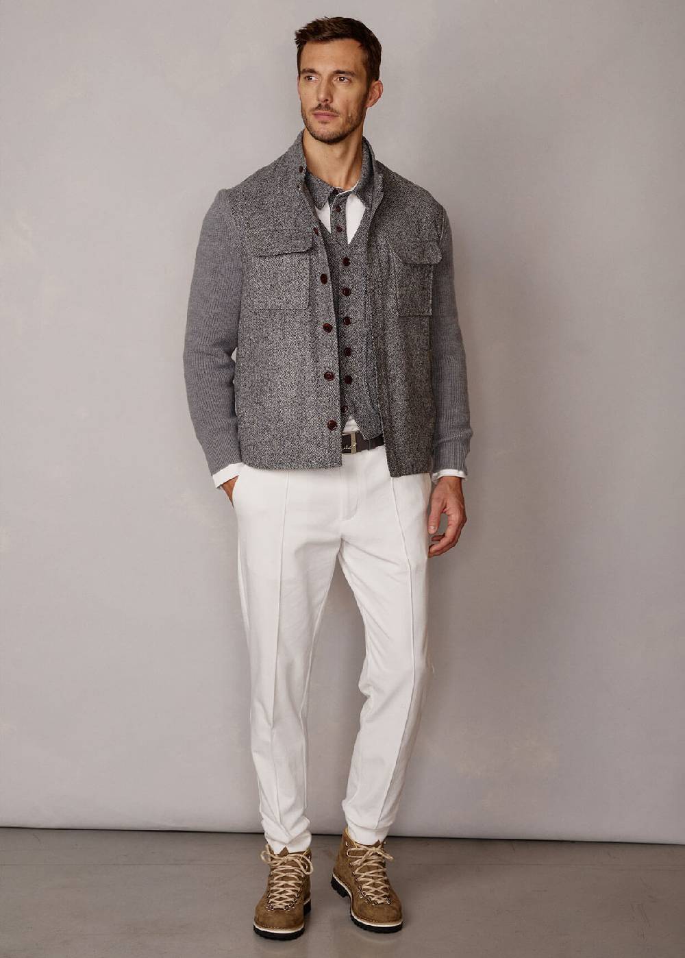 Luis Trenker Giacca camicia con maniche lavorate a maglia Luolly