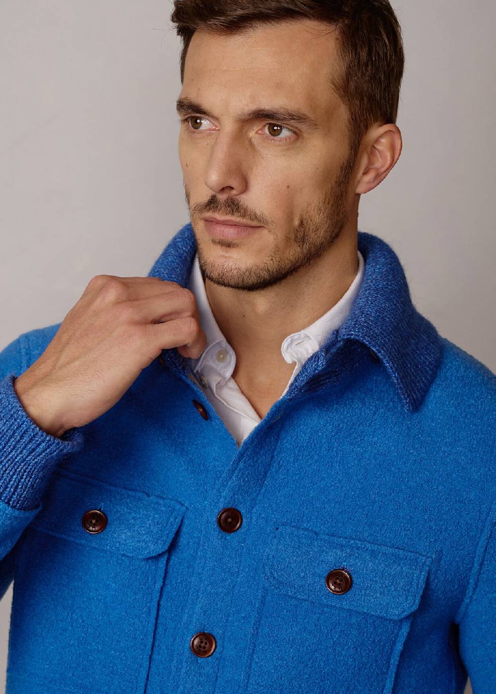 Luis Trenker Giacca Camicia In Lana Follata Lustanley