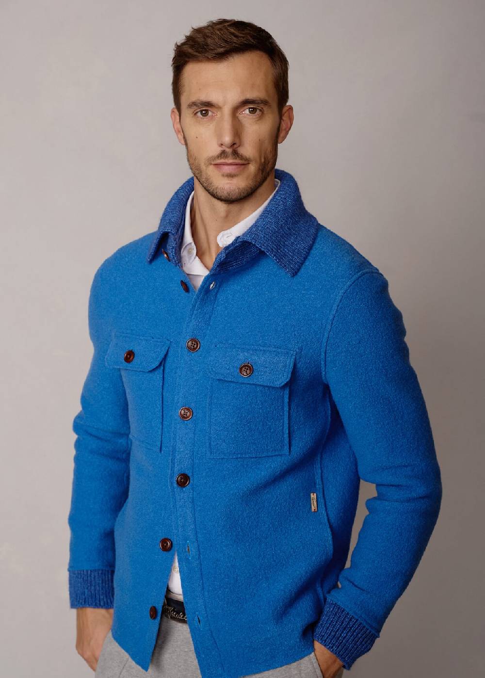 Luis Trenker Giacca camicia in lana follata Lustanley