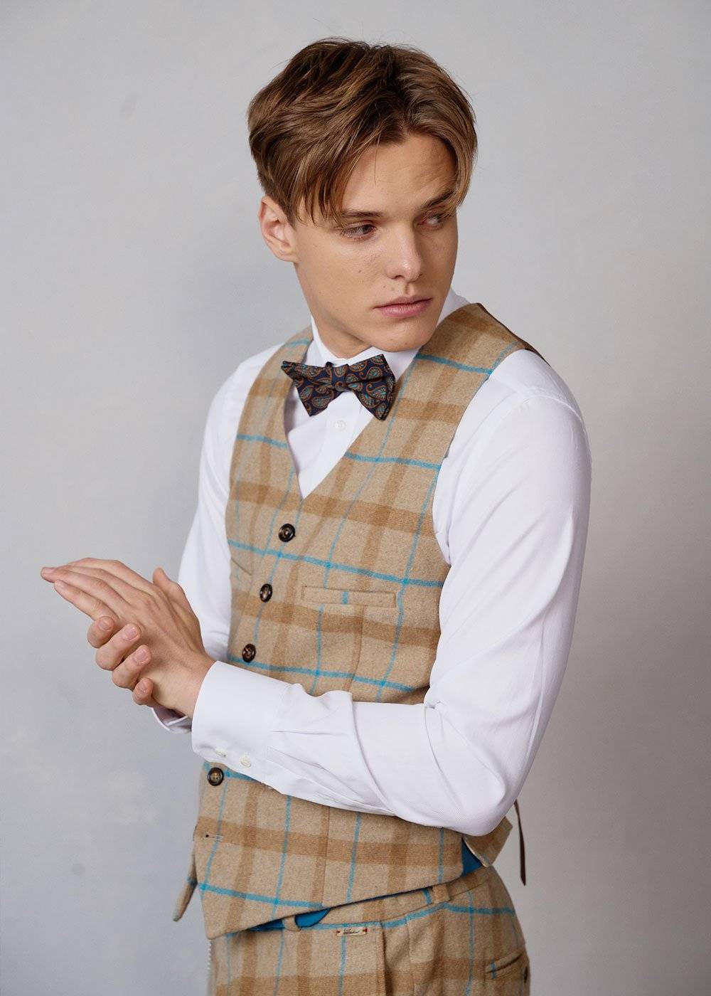 Luis Trenker Gilet con motivo a quadri modello Lusebastian