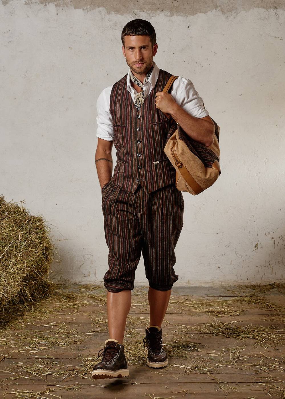 Luis Trenker Gilet con motivo a righe modello Lusebastian