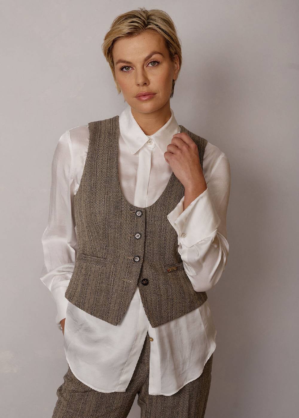 Luis Trenker Gilet Con Motivo A Spina Di Pesce Modello Luraja