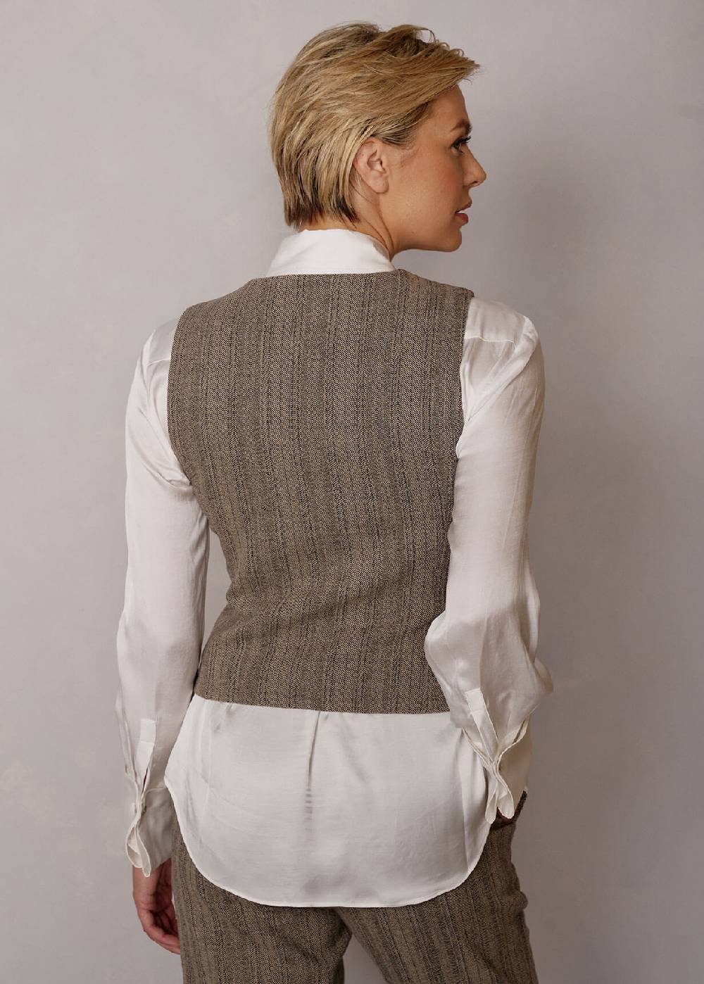 Luis Trenker Gilet Con Motivo A Spina Di Pesce Modello Luraja