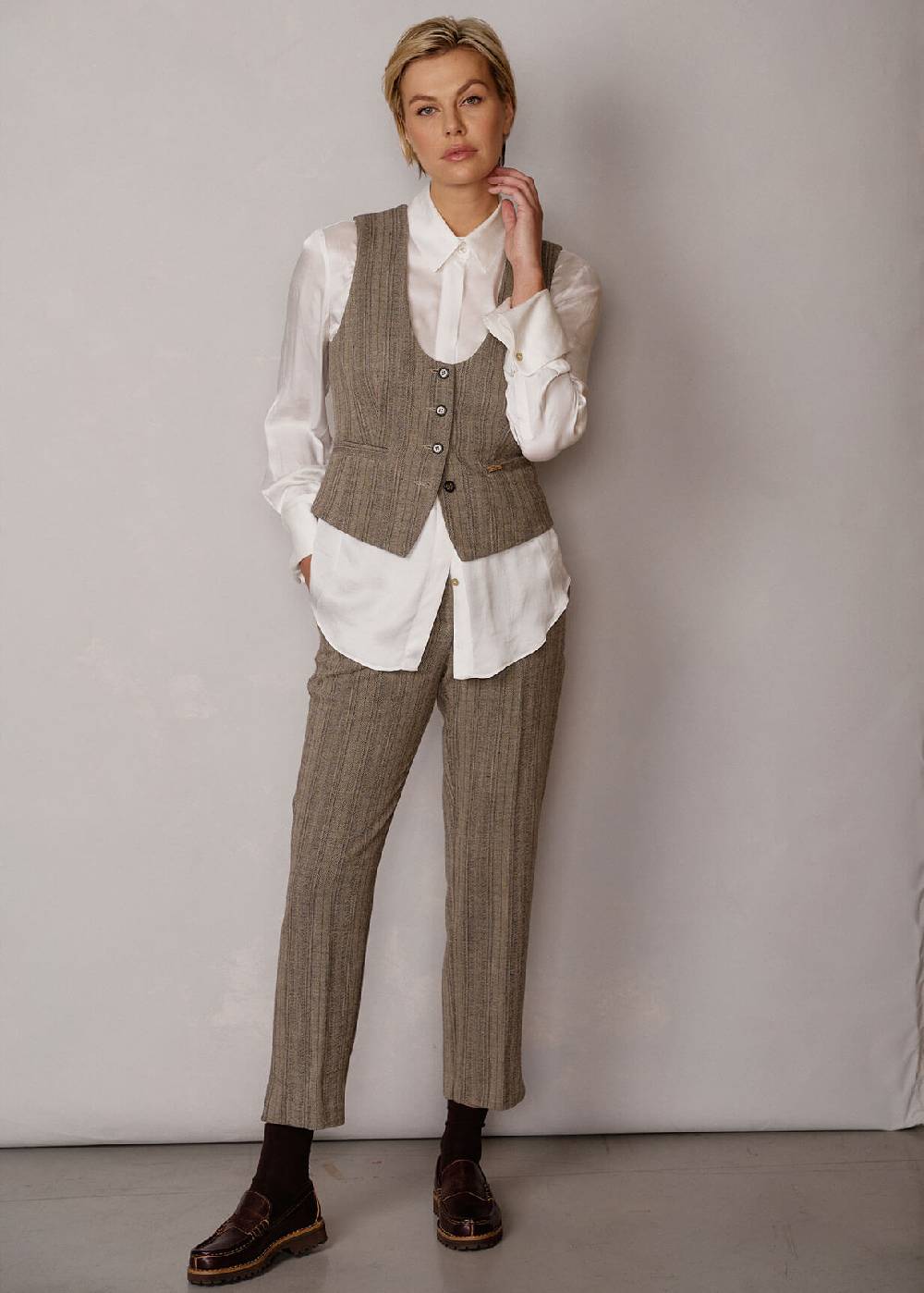 Luis Trenker Gilet con motivo a spina di pesce modello Luraja