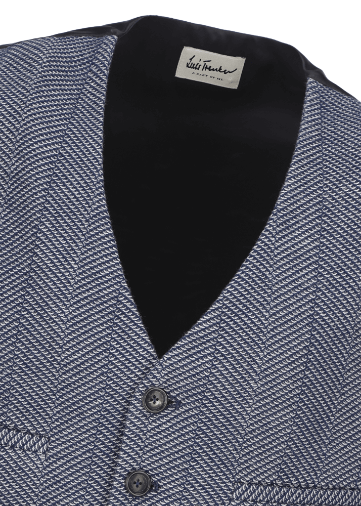 Luis Trenker Gilet In Jersey Con Motivo A Spina Di Pesce Modello Lusebastian