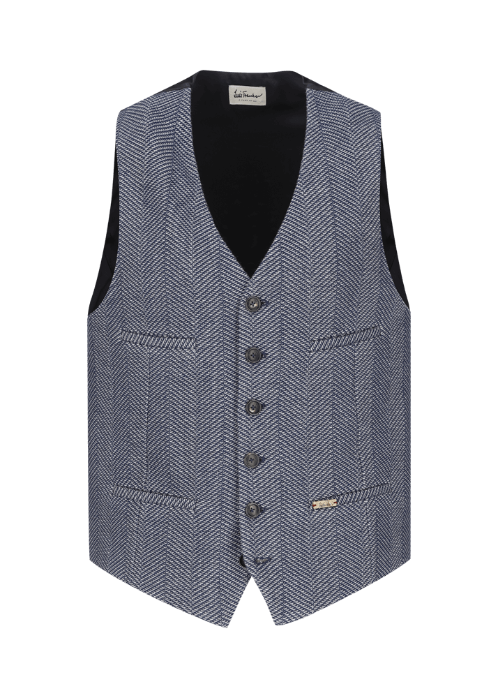 Luis Trenker Gilet in jersey con motivo a spina di pesce modello Lusebastian