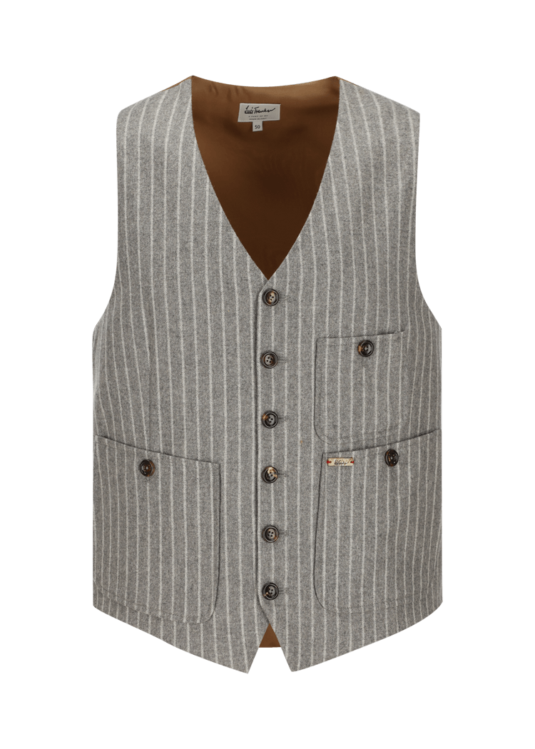 Luis Trenker Gilet In Lana Con Motivo Gessato Modello Luseba