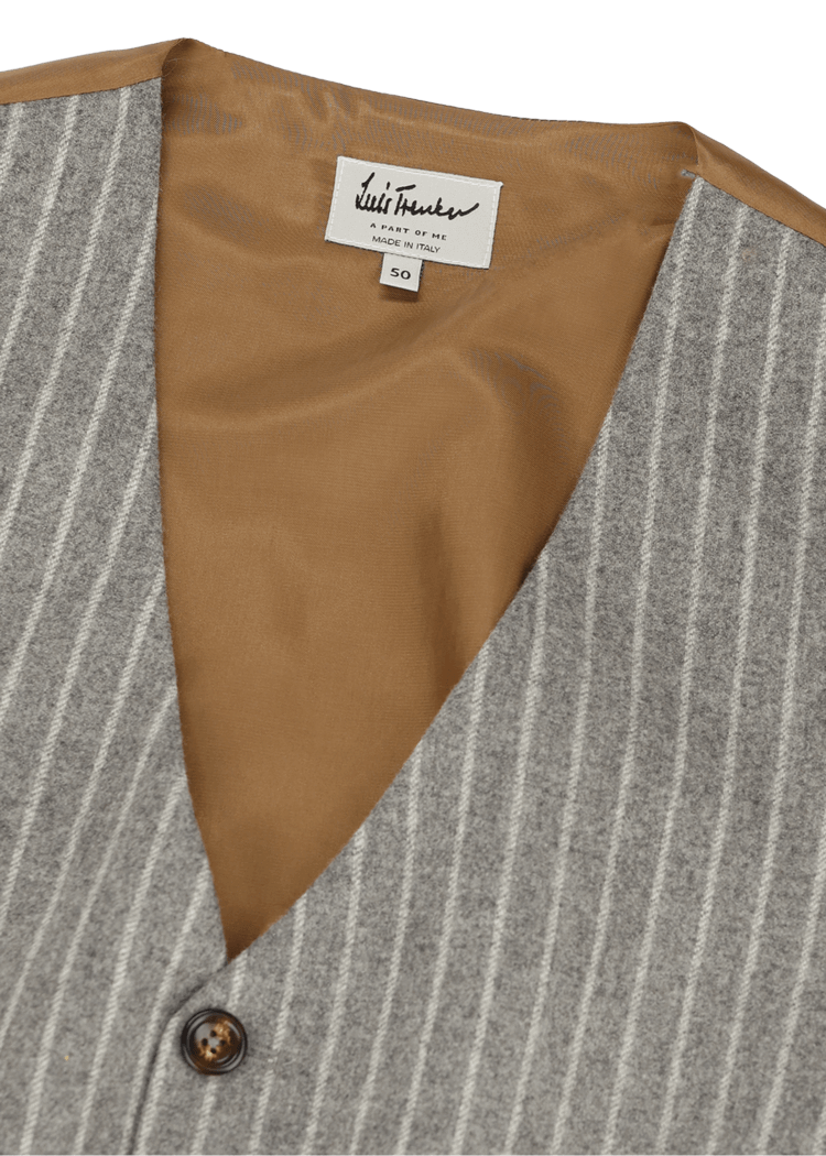 Luis Trenker Gilet In Lana Con Motivo Gessato Modello Luseba