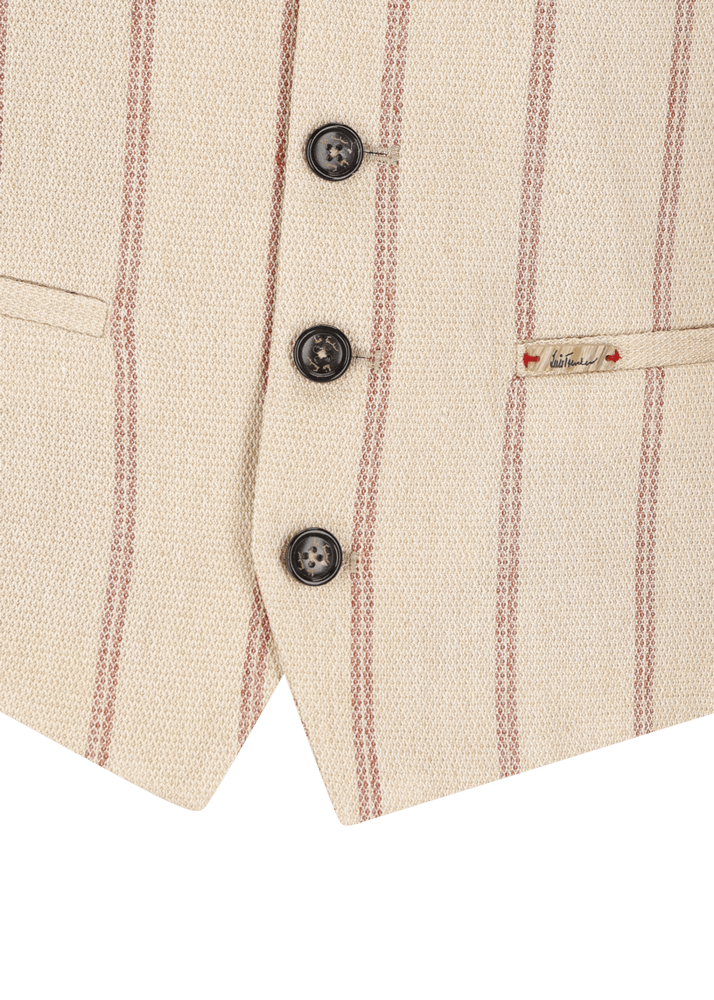 Luis Trenker Gilet In Lino Con Motivo Gessato Modello Lusebastian