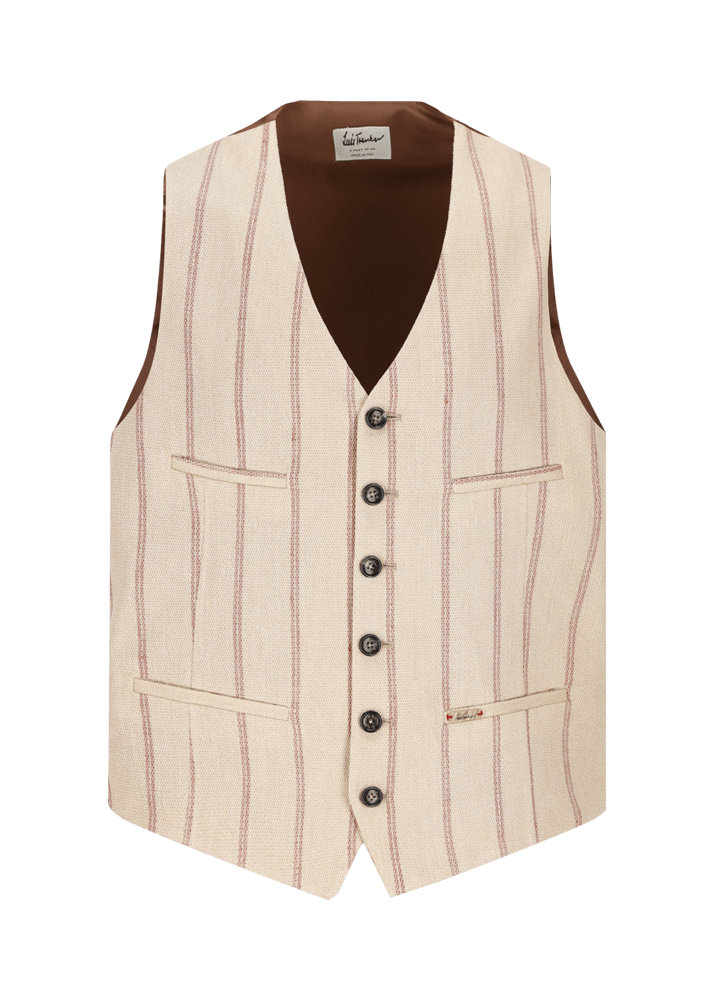 Luis Trenker Gilet in lino con motivo gessato modello Lusebastian