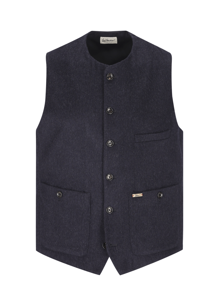 Luis Trenker Gilet in loden con scollo rotondo Lusven