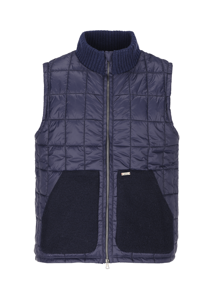 Luis Trenker Gilet in nylon con collo lavorato a maglia Lugus