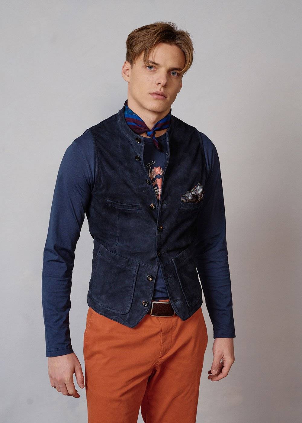 Luis Trenker Gilet In Pelle Scamosciata Modello Lusamoele