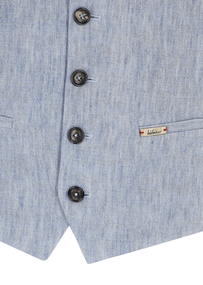 Luis Trenker Gilet In Puro Lino Modello Lusebastian