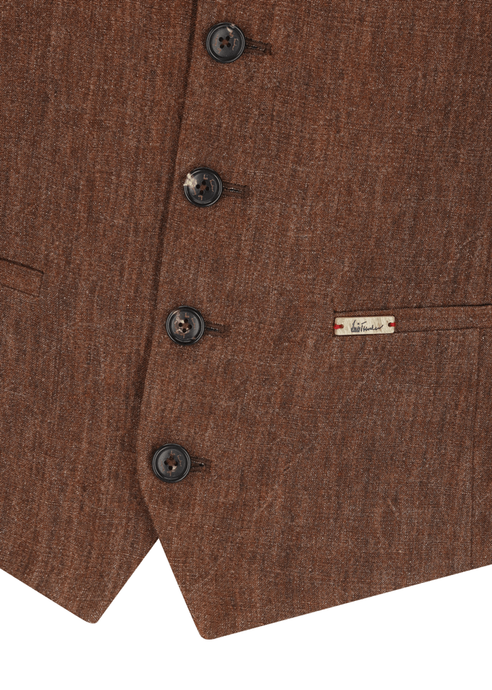 Luis Trenker Gilet In Puro Lino Modello Lusebastian