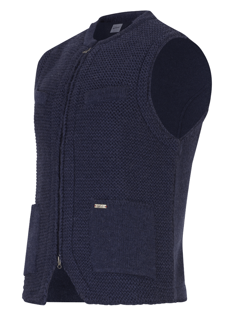 Luis Trenker Gilet Lavorato A Maglia In Misto Lana Modello Lussam