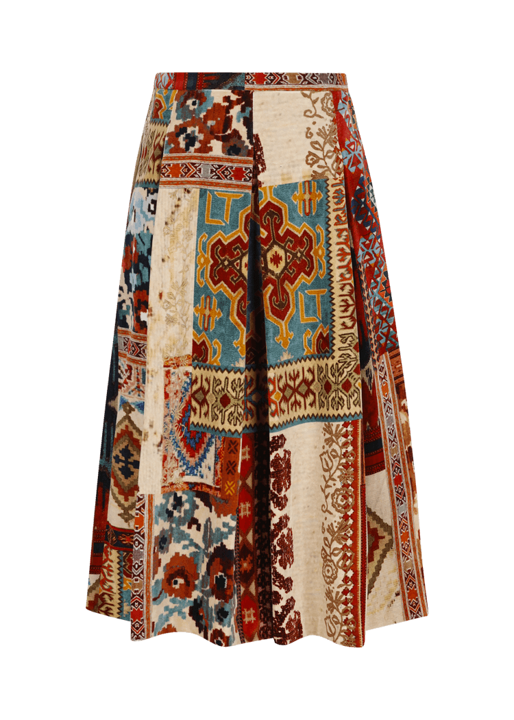 Luis Trenker Gonna In Velluto Con Stampa Modello Luklaudia