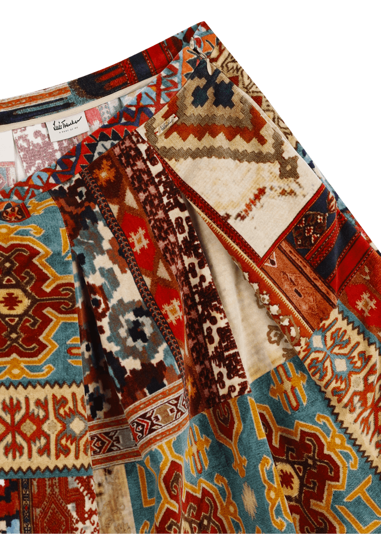 Luis Trenker Gonna In Velluto Con Stampa Modello Luklaudia