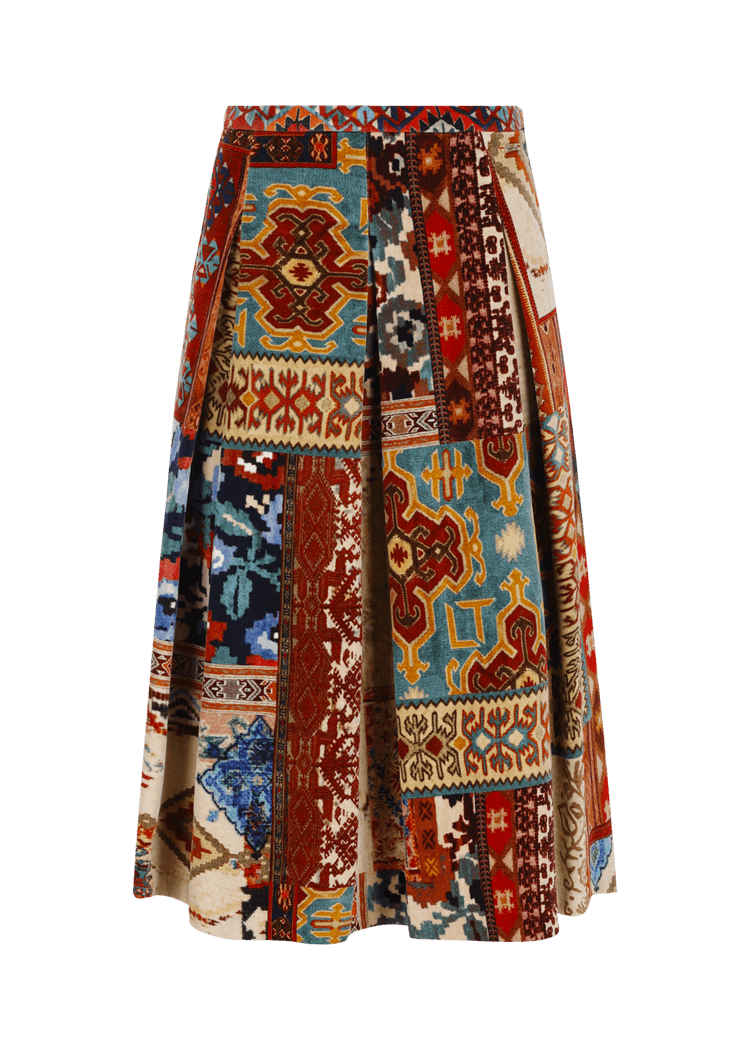 Luis Trenker Gonna in velluto con stampa modello Luklaudia