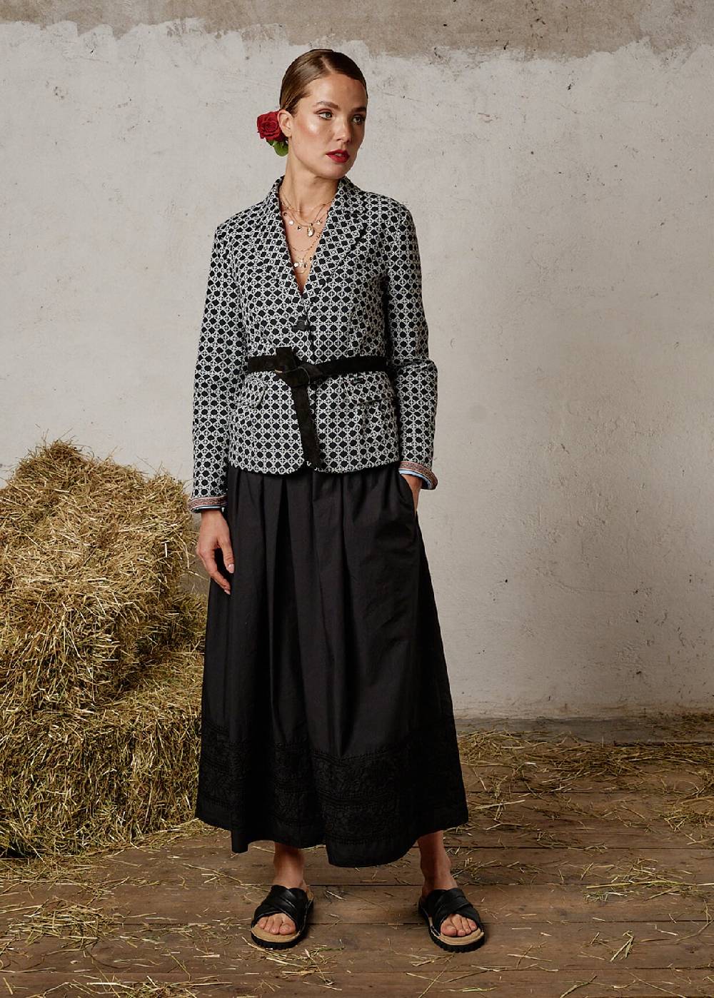 Luis Trenker Gonna lunga in cotone con ricamo modello Lunatalia