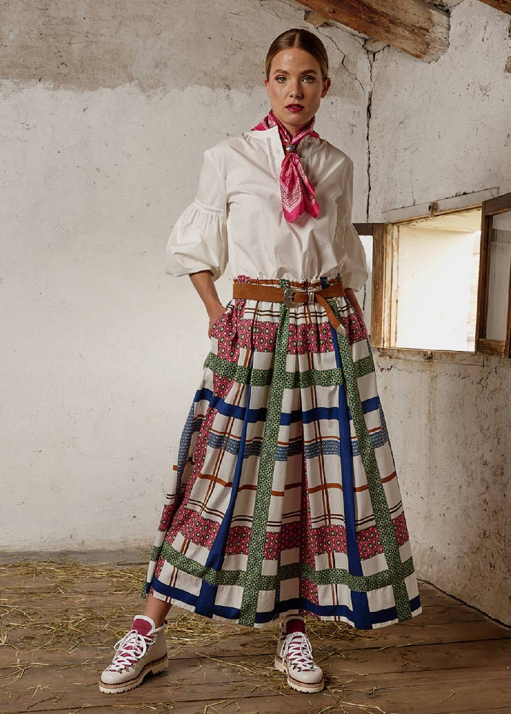 Luis Trenker Gonna lunga in cotone con stampa modello Lunatalia