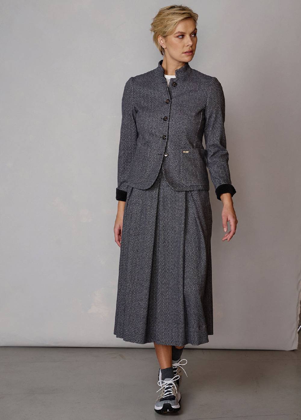 Luis Trenker Gonna plissettata con motivo a spina di pesce Luklaudia