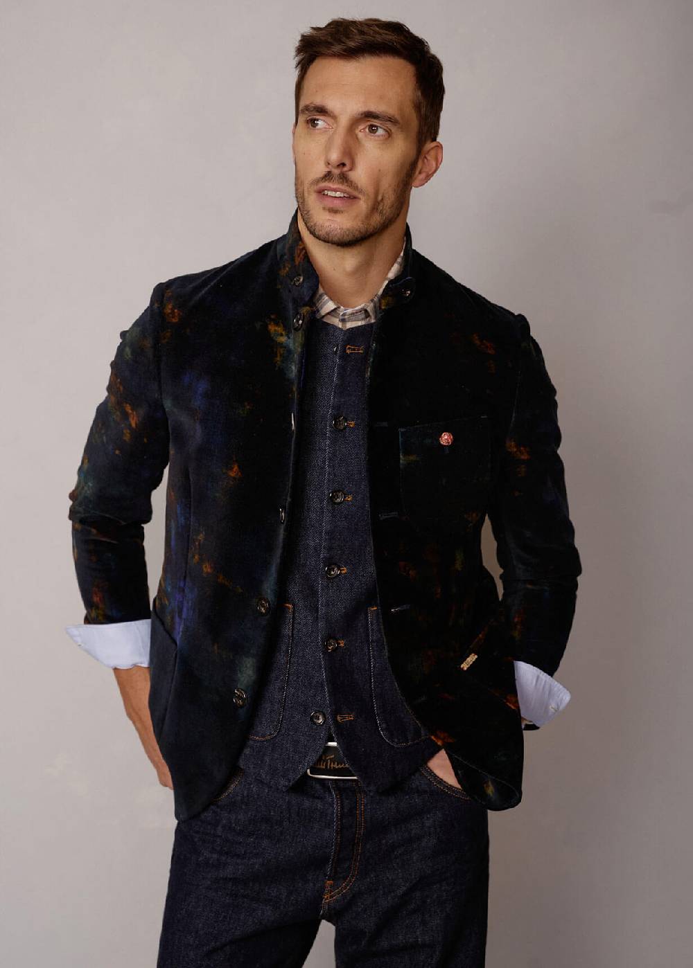 Luis Trenker Blazer In Velluto Con Stampa Lusandro