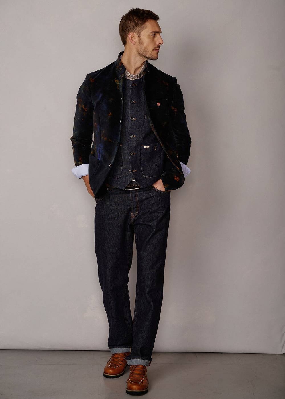 Luis Trenker Blazer in velluto con stampa Lusandro