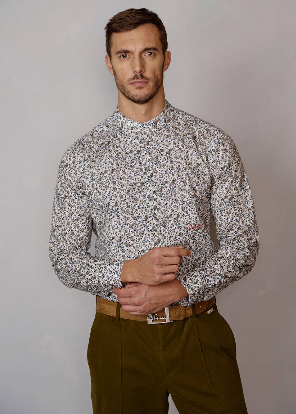 Luis Trenker Camicia con motivo floreale Lubernet