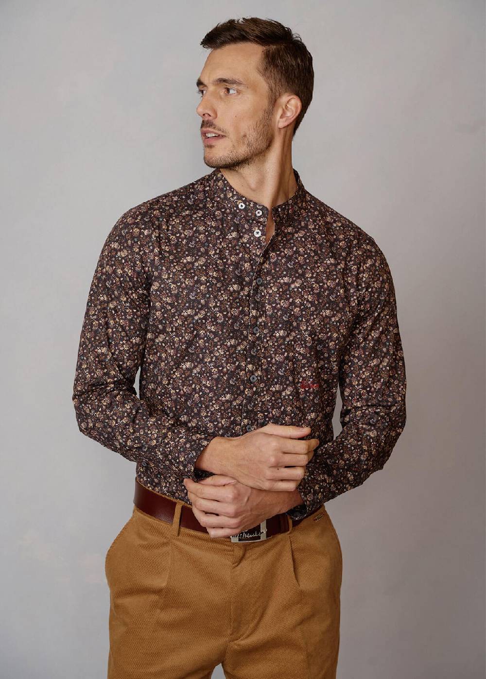 Luis Trenker Camicia con motivo floreale Lubernet